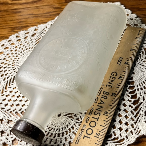 Antique Embossed Bottle, Frankfort Distilleries frosted glass collectible - Picture 12 of 15